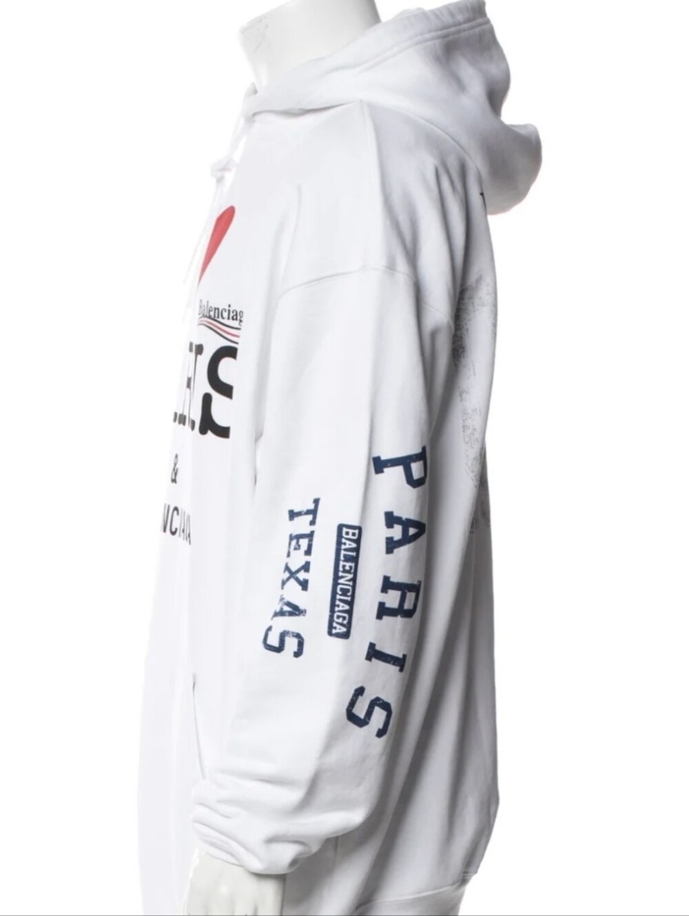 Balenciaga White Crewneck Hoodie with Red Heart 'I ♥ Paris' Graphic/BNWOT/UNISEX - Picture 2 of 3
